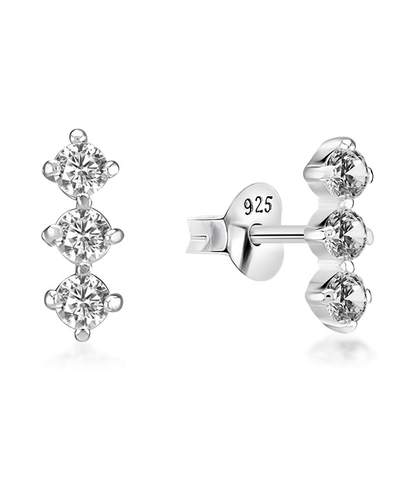 925 Sterling silver stud with cubic zircon.