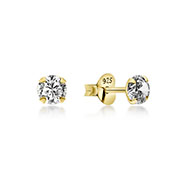 Gold plated sterling silver stud with cubic zirconia.