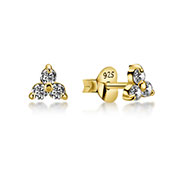 Gold plated sterling silver stud with cubic zirconia.