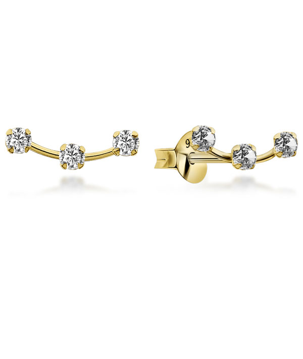 Gold plated sterling silver stud with cubic zirconia.