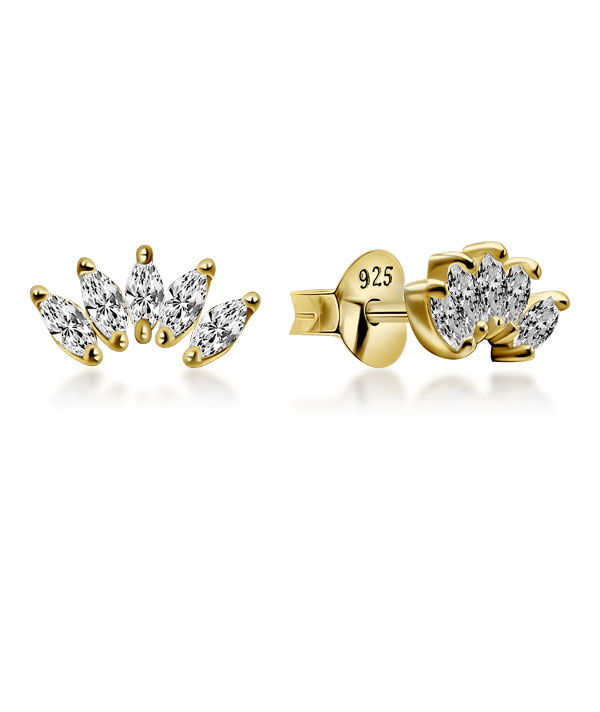 Gold plated sterling silver stud with cubic zirconia.