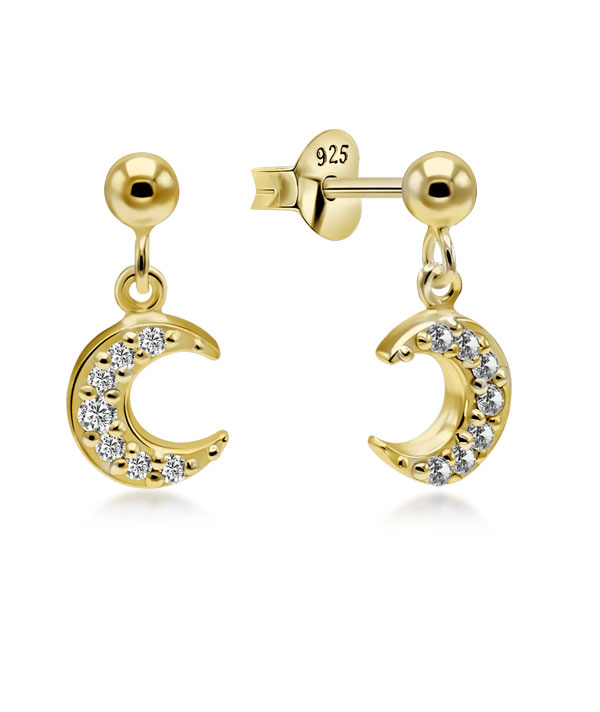 Gold plated sterling silver stud with cubic zirconia.