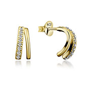 Gold plated sterling silver stud with cubic zirconia.