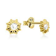 Gold plated sterling silver stud with cubic zirconia.