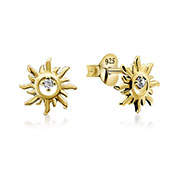 Gold plated sterling silver stud with cubic zirconia.