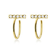 Gold plated sterling silver stud with cubic zirconia.