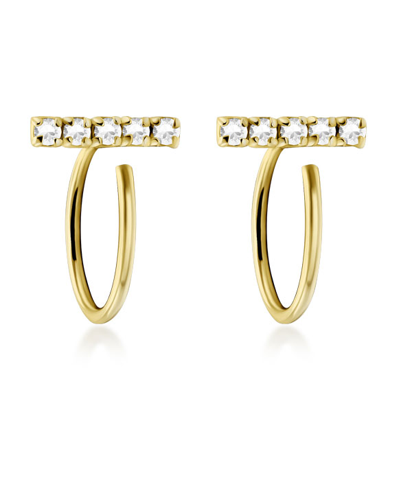 Gold plated sterling silver stud with cubic zirconia.