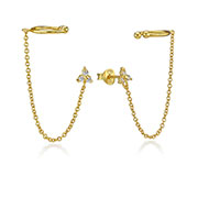 Gold plated sterling silver stud with cubic zirconia.