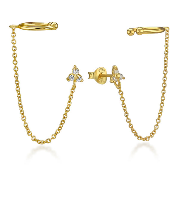 Gold plated sterling silver stud with cubic zirconia.