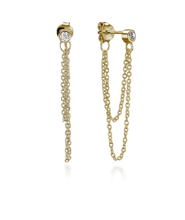 Gold plated sterling silver stud with cubic zirconia.