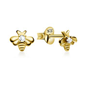 Gold plated sterling silver stud with cubic zirconia.