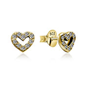 Gold plated sterling silver stud with cubic zirconia.