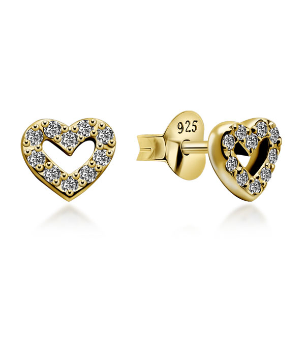 Gold plated sterling silver stud with cubic zirconia.