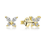 Gold plated sterling silver stud with cubic zirconia.