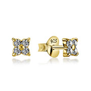 Gold plated sterling silver stud with cubic zirconia.