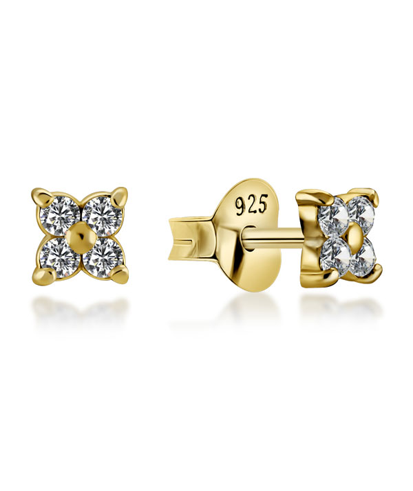 Gold plated sterling silver stud with cubic zirconia.