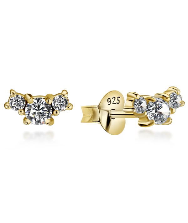 Gold plated sterling silver stud with cubic zirconia.
