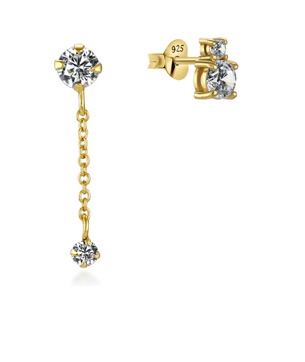 Gold plated sterling silver stud with cubic zirconia.