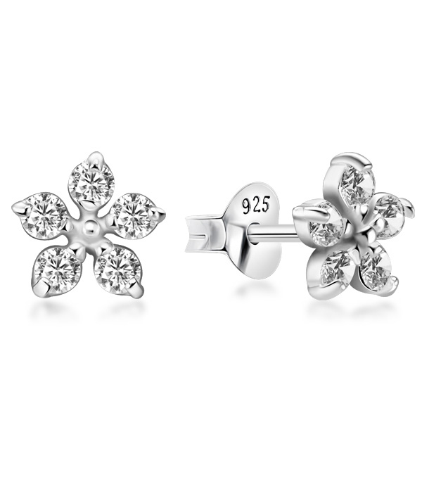 925 Sterling silver stud with cubic zircon.