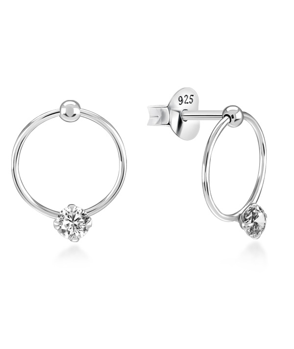 925 Sterling silver stud with cubic zircon.