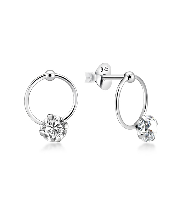 925 Sterling silver stud with cubic zircon.