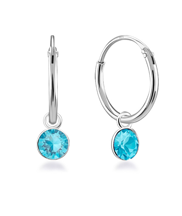 925 Sterling silver hoop with hanging.