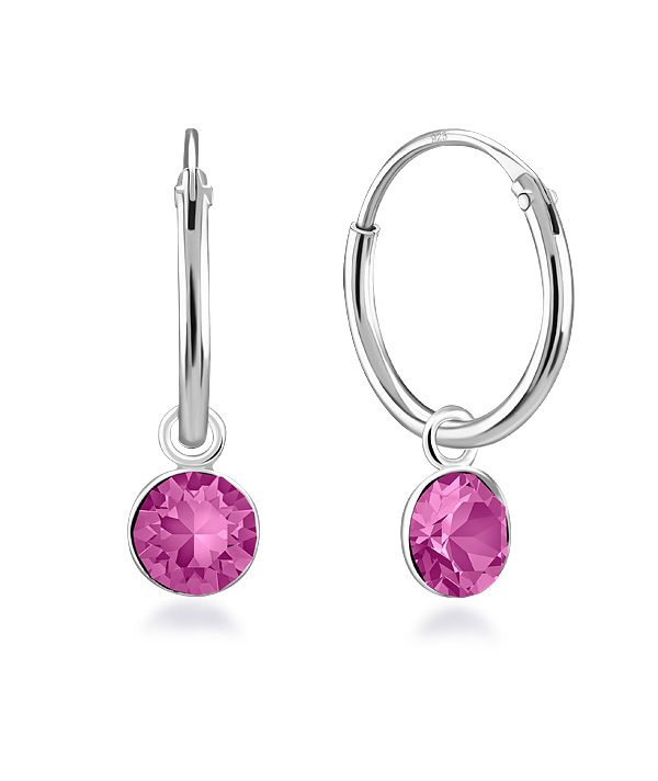925 Sterling silver hoop with hanging.