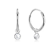 925 Sterling silver hoop with hanging.