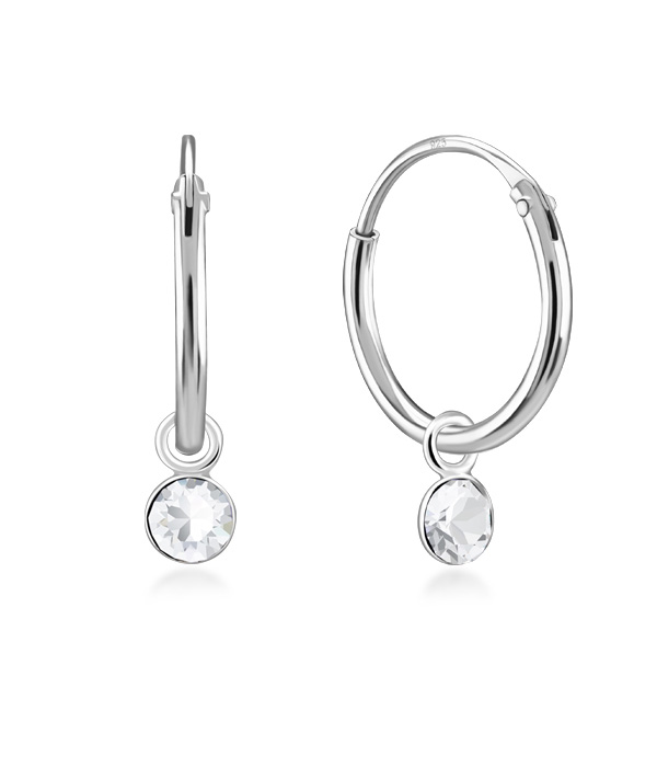 925 Sterling silver hoop with hanging.