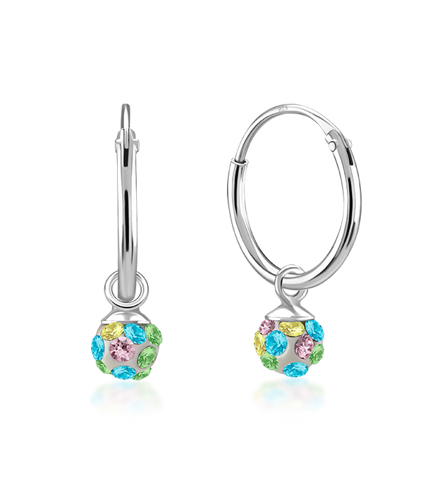 925 Sterling silver hoop with hanging.