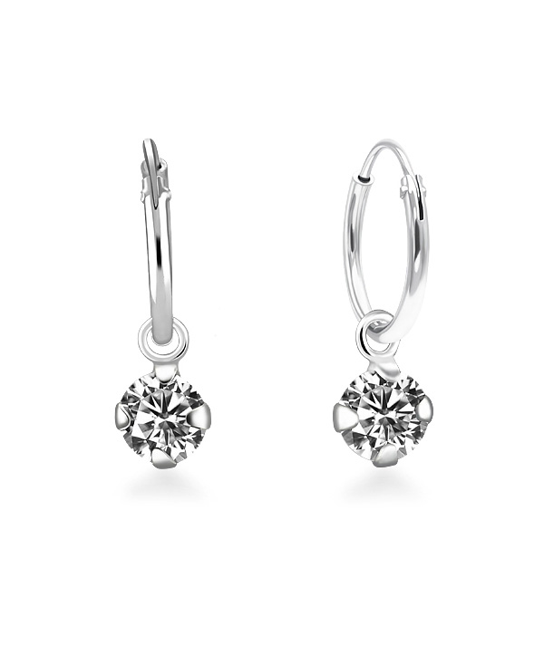 925 Sterling silver hoop with hanging.