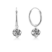 925 Sterling silver hoop with hanging.