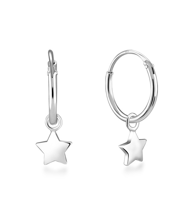 925 Sterling silver hoop with hanging.