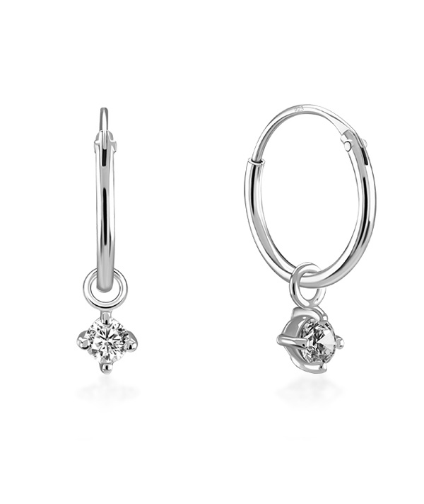 925 Sterling silver hoop with hanging.