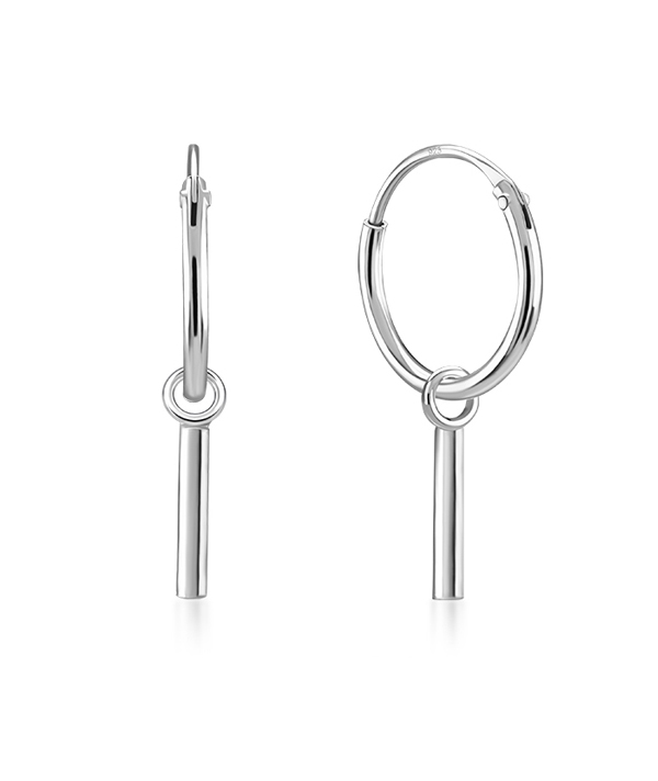 925 Sterling silver hoop with hanging.