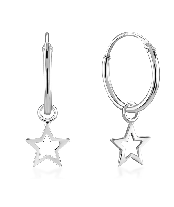925 Sterling silver hoop with hanging.