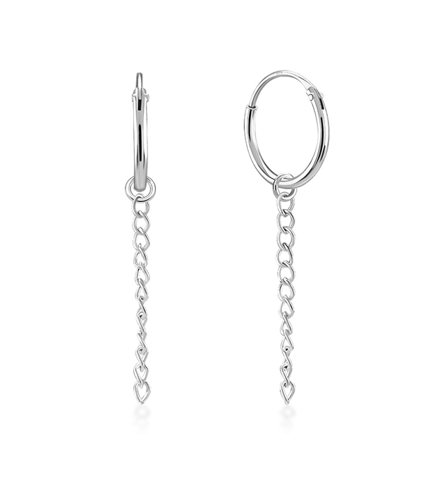 925 Sterling silver hoop with hanging.