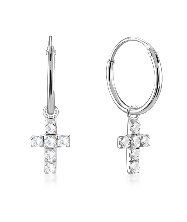 925 Sterling silver hoop with hanging.