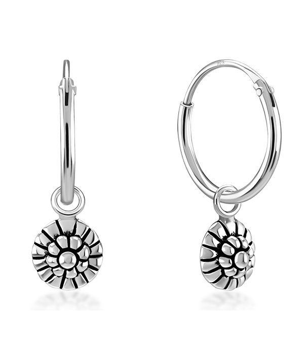 925 Sterling silver hoop with hanging.