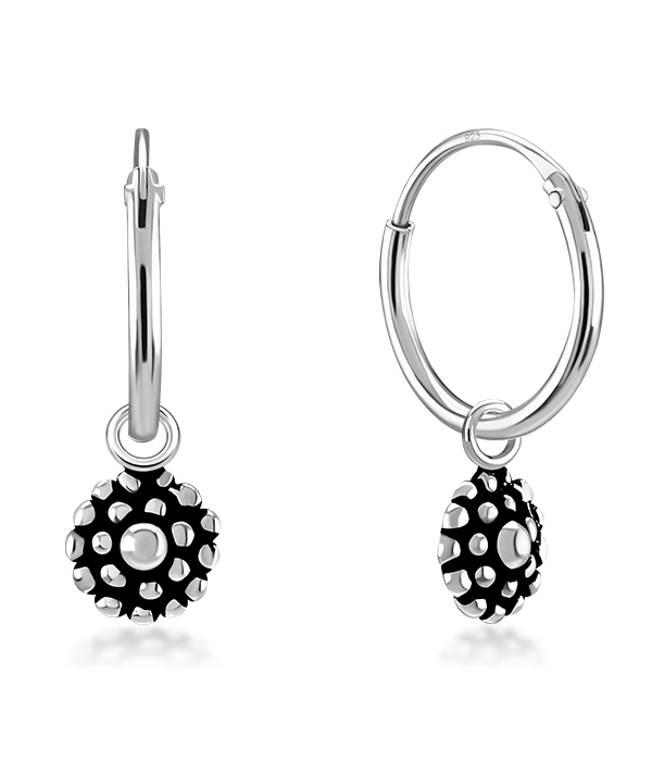 925 Sterling silver hoop with hanging.