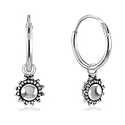 925 Sterling silver hoop with hanging.