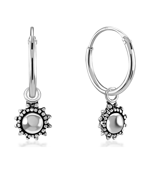 925 Sterling silver hoop with hanging.