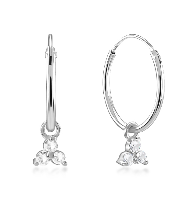925 Sterling silver hoop with hanging.