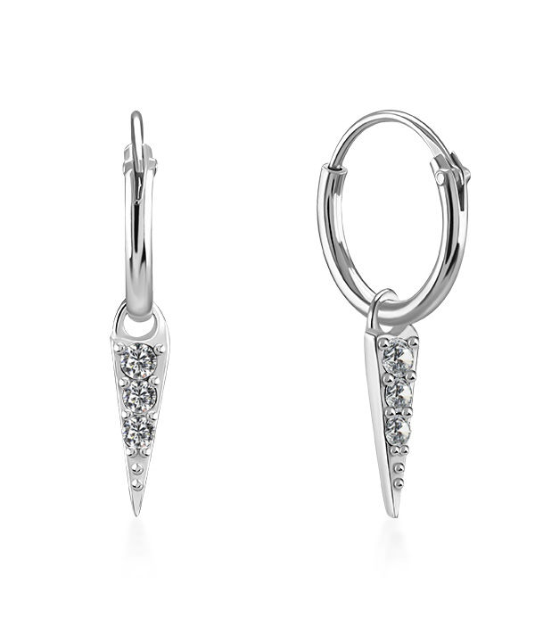 925 Sterling silver hoop with hanging.