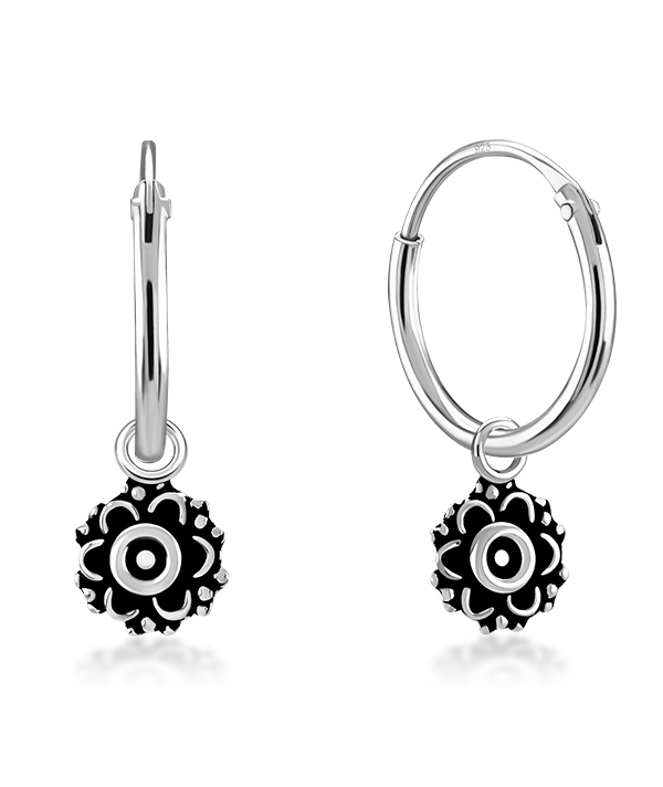 925 Sterling silver hoop with hanging.