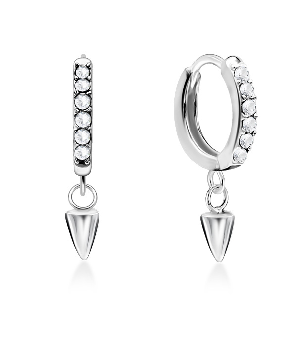 925 Sterling silver hoop with hanging.