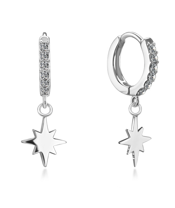 925 Sterling silver hoop with hanging.