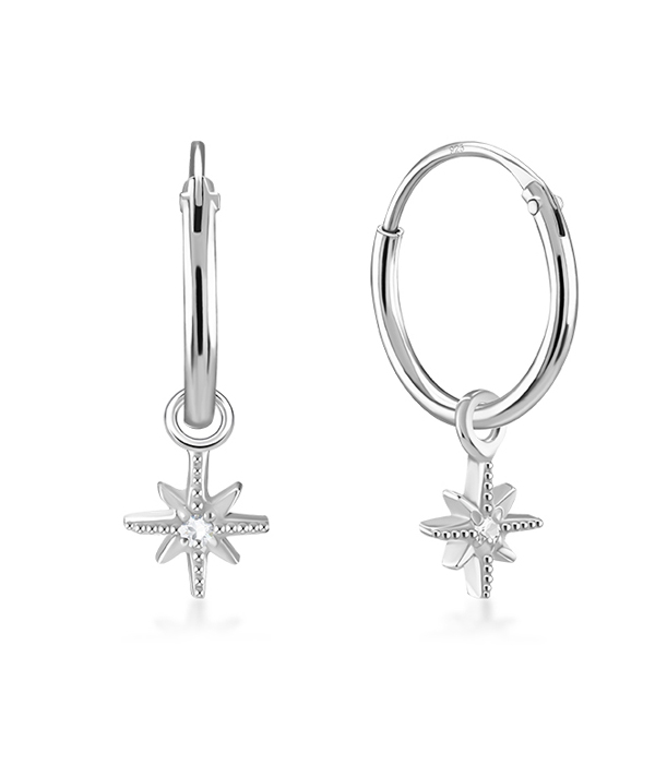 925 Sterling silver hoop with hanging.