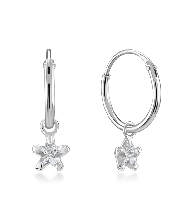 925 Sterling silver hoop with hanging.