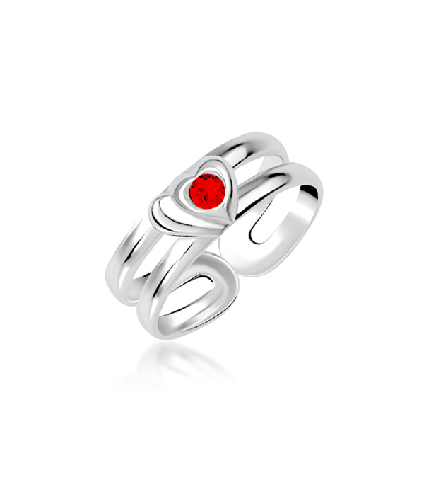 925 Sterling silver toering with crystal.